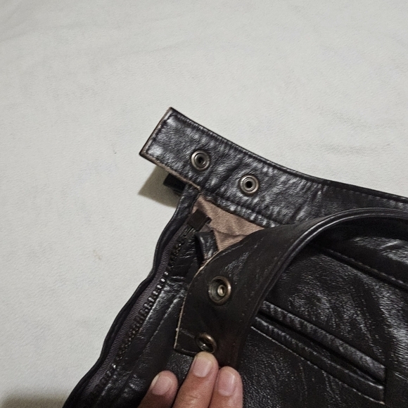 Leather pants. Brown Women's size 28 button waist zipper down the leg - Picture 5 of 7